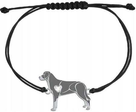 Mejk Jewellery Bransoletka Duży Szwajcarski Pies Pasterski Srebro925 Sznurek