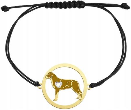 Mejk Jewellery Duży Szwajcarski Pies Pasterski Bransoletka Złota Sznurek 925