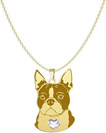 Mejk Jewellery Naszyjnik Pozłacany Z Psem Boston Terrier
