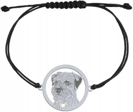 Mejk Jewellery Bransoletka Srebrna Z Psem Border Terrier Sznurek