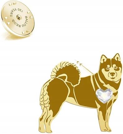 Mejk Jewellery Pozłacana Wpinka Z Psem Shiba-Inu