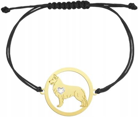 Mejk Jewellery Bransoletka Pozłacana Biały Owczarek Szwajcarski Sznurek