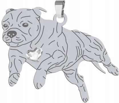 Mejk Jewellery Srebrna Zawieszka Staffordshire Bull Terrier Grawe