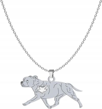 Mejk Jewellery Srebrny Naszyjnik Staffordshire Bull Terrier Grawe