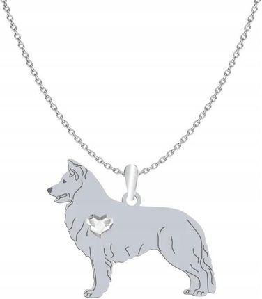 Mejk Jewellery Naszyjnik Srebrny Z Psem White Swiss Shepherd Dog