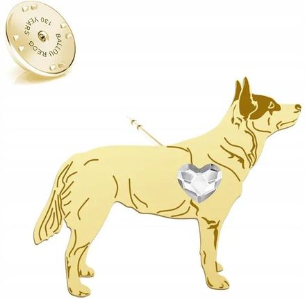 Mejk Jewellery Wpinka Pozłacany Z Psem Australian Cattle Dog