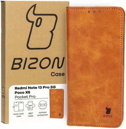 Bizon Etui Case Pocket Pro Do Xiaomi Redmi Note 13 5G Poco X6 Brązowe