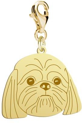 Mejk Jewellery Pozłacany Charms Z Psem Shih Tzu