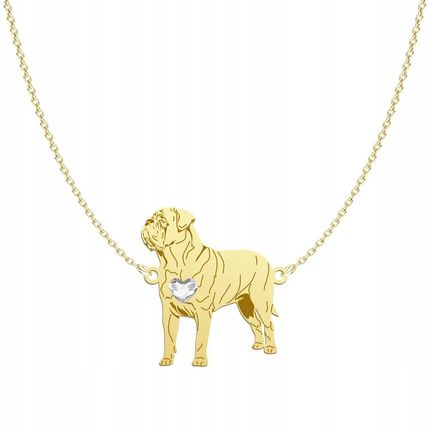 Mejk Jewellery Naszyjnik Złoty Dog Z Bordeaux 925