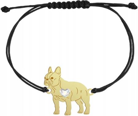 Mejk Jewellery Pozłacana Bransoletka Z Psem Bulldog Francuski