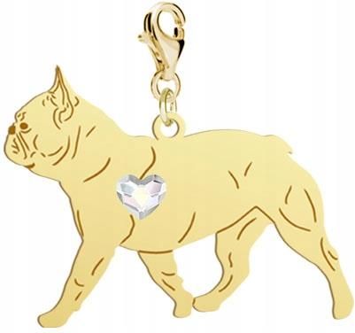 Mejk Jewellery Pozłacany Charms Z Psem Bulldog Francuski Dedykacj