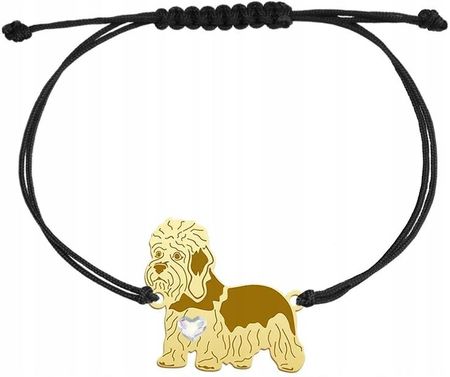 Mejk Jewellery Dandie Dinmont Terrier Bransoletka Złota Na Sznurku 925