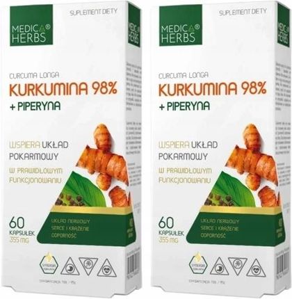 Medica Herbs Kurkumina 98% + piperyna 2x60 kaps