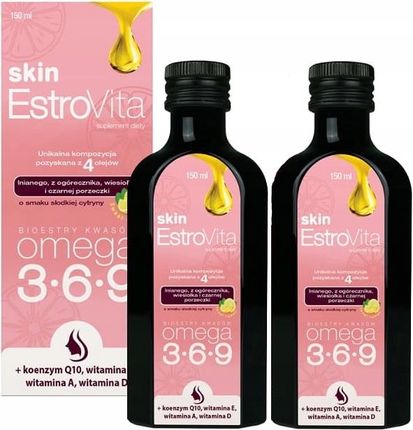 EstroVita Skin Omega 3-6-9 o smaku cytryny 2x150ml