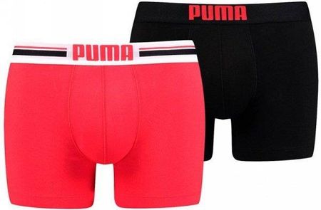 Bokserki męskie Puma Placed Logo Boxer 2P czerwone, czarne 906519 07