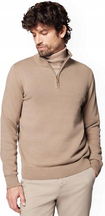 Sweter Męski Ciemnobeżowy Rozpinany z Bawełną Bence Lancerto M