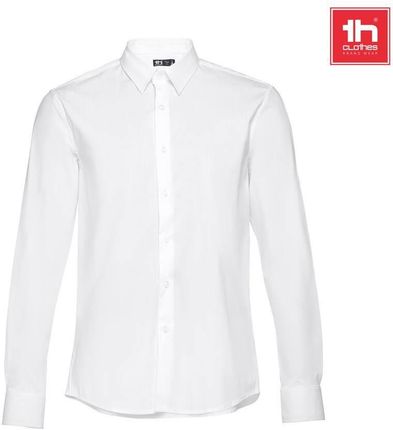 THC PARIS WH. Popelinowa koszula męska z długim rękawem. Kolor biały