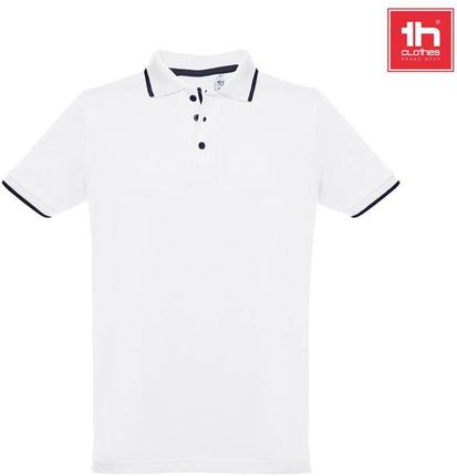 THC ROME WH. Męska dwukolorowa bawełniana koszulka polo. Kolor biały