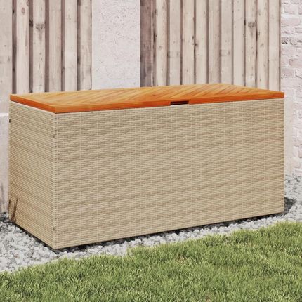 VidaXL Skrzynia Ogrodowa Beżowa 110X50X54cm Polirattan I Akacja 365957