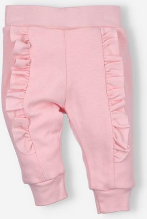Spodnie niemowlęce PINK FLOWERS z bawełny organicznej dla dziewczynki