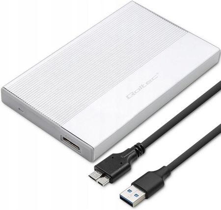 Aluminiowa obudowa zewnętrzna kieszeń na dysk USB 3.0/SSD HDD 2.5" SATA Qoltec Super speed 5Gb/s 2TB - srebrny