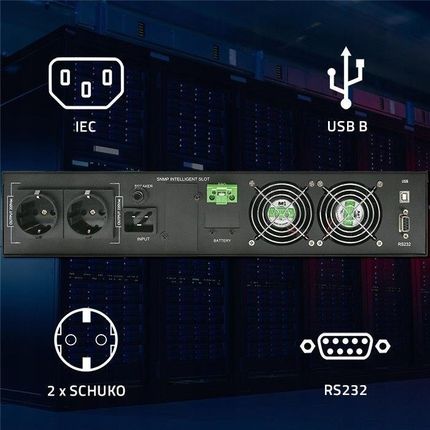 Стійка ДБЖ Qoltec 3kVA 3000W Онлайн РК-дисплей Power Factory 1.0 SINUS - фото 5