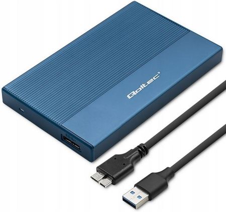 Aluminiowa obudowa zewnętrzna kieszeń na dysk USB 3.0/SSD HDD 2.5" SATA Qoltec Super speed 5Gb/s 2TB - niebieski