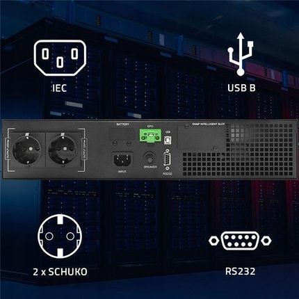 Стійка ДБЖ Qoltec 1kVA 1000W Онлайн РК-дисплей Power Factory 1.0 SINUS - фото 2