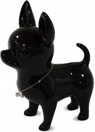 Witek Home Figurka Ceramiczna Pies Czarny Chihuahua Skarbonka 23X18,15X14 Cm Cziłała (261636)
