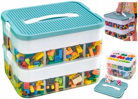 Pudełko Pojemnik Na Zabawki Klocki 2 Warstwowy Piętrowy Lego Organizer