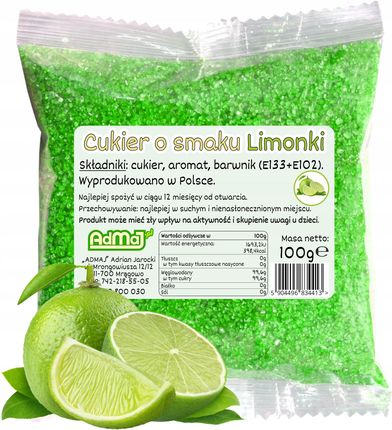 Admaj Kolorowy Cukier Do Waty Cukrowej Limonka Zielony 100g Limonkowy Limetka