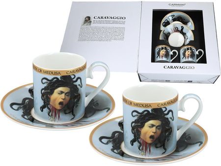 Carmani Komplet 2 Filiżanek Espresso M. M De Caravaggio Głowa Meduzy