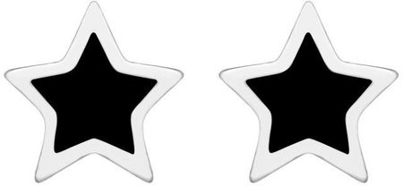 Srebrne kolczyki z czarnymi gwiazdkami
