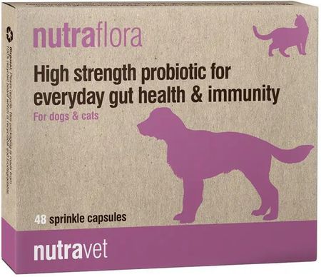 Nutravet Nutraflora For Dogs & Cats 48Kaps Probiotyk O Wysokiej Sile Wspomagający Codzienne Zdrowie Jelit I Odporności