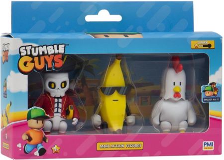 PMI Kids World Stumble Guys Mini Action Figures 3 Pack B Banana Guy Chicken Capt Nohart