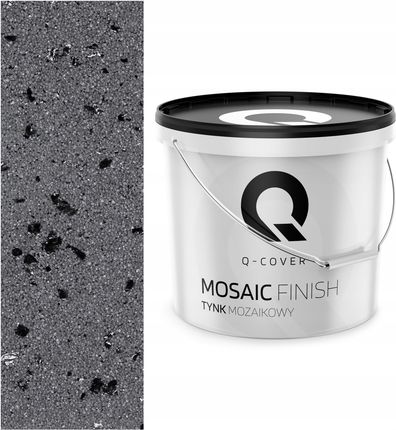 Q-Cover Mozaikowy 25Kg Kolor Szary Ciemny Z Czarną Miką M06 Dekoracyjny
