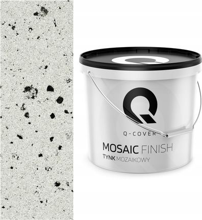 Q-Cover Mozaikowy 12,5Kg Kolor Biały Z Czarną Miką M02 Dekoracyjny