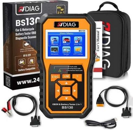 24Diag Tester Baterii Akumulatorów 6V I 12V Diagnostyczny Obd2 Eobd Bs130