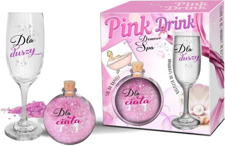 Pink Drink- Zestaw Kieliszek Do Szampana I Kula Z Solą Do Kąpieli Dla Duszy. Dla Ciała. 25-00254