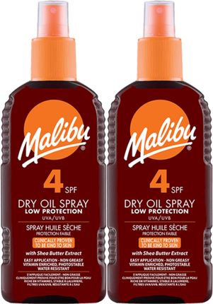 Malibu Dry Oil Spray SPF4 Olejek Brązujący Do Opalania 200ml x2szt