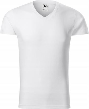 Tshirt Malfini slim fit V neck koszulka bawełna biała r. M