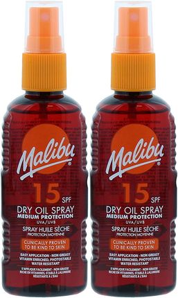 Malibu Dry Oil Spray SPF15 Olejek Brązujący Do Opalania 100ml x2szt