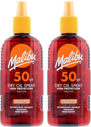 Malibu Dry Oil Spray SPF50 Olejek Brązujący Do Opalania 200ml x2szt
