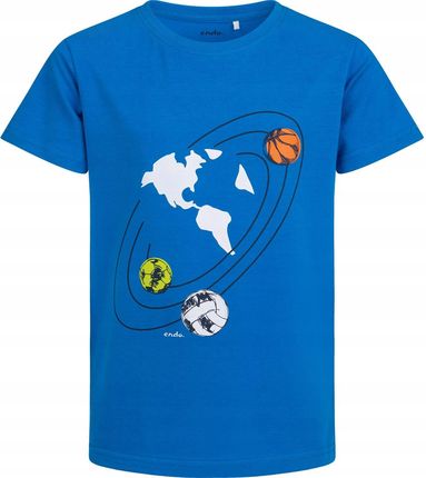 T-shirt Koszulka dziecięca chłopięca Bawełna niebieski 158 świat Piłki Endo