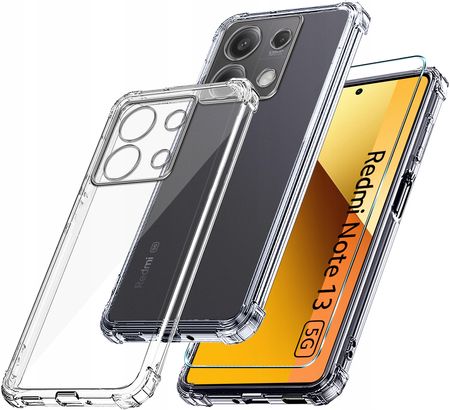 Krainagsm Etui Do Xiaomi Redmi Note 13 5G Anti-Shock Clear Case Szkło Ochronne 9H