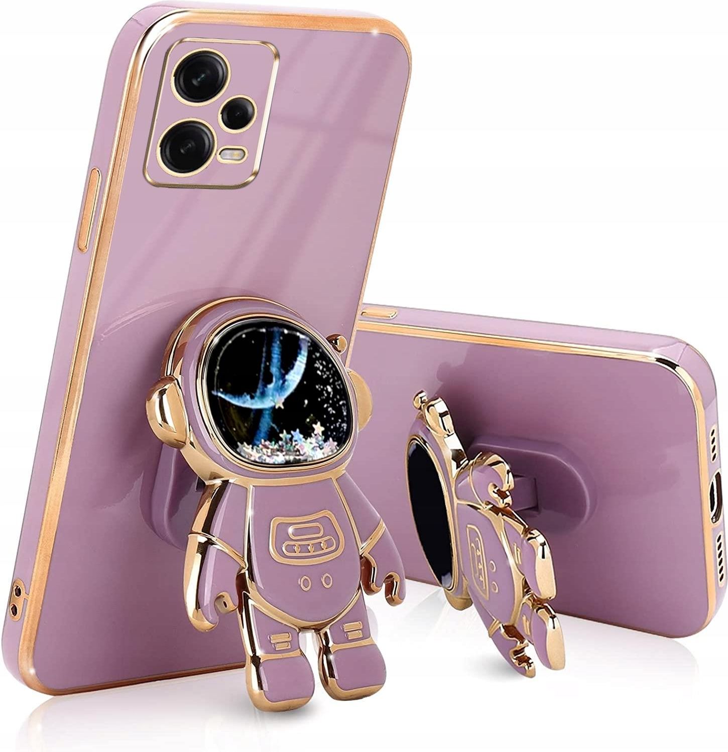 SEAHAI Cover per Xiaomi Redmi Note 11 PRO+ 5G (Note 11 PRO Plus), Custodia Ultra Sottile ed Elegante in Silicone TPU, Placcatura Astronauta Cover Antiurto Case con 360° Anello Supporto, Viola