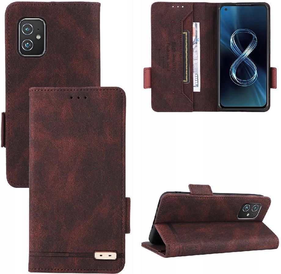 Custodia Portafoglio In Pelle Cover con Supporto B01H per Asus Zenfone 8 ZS590KS Rosso