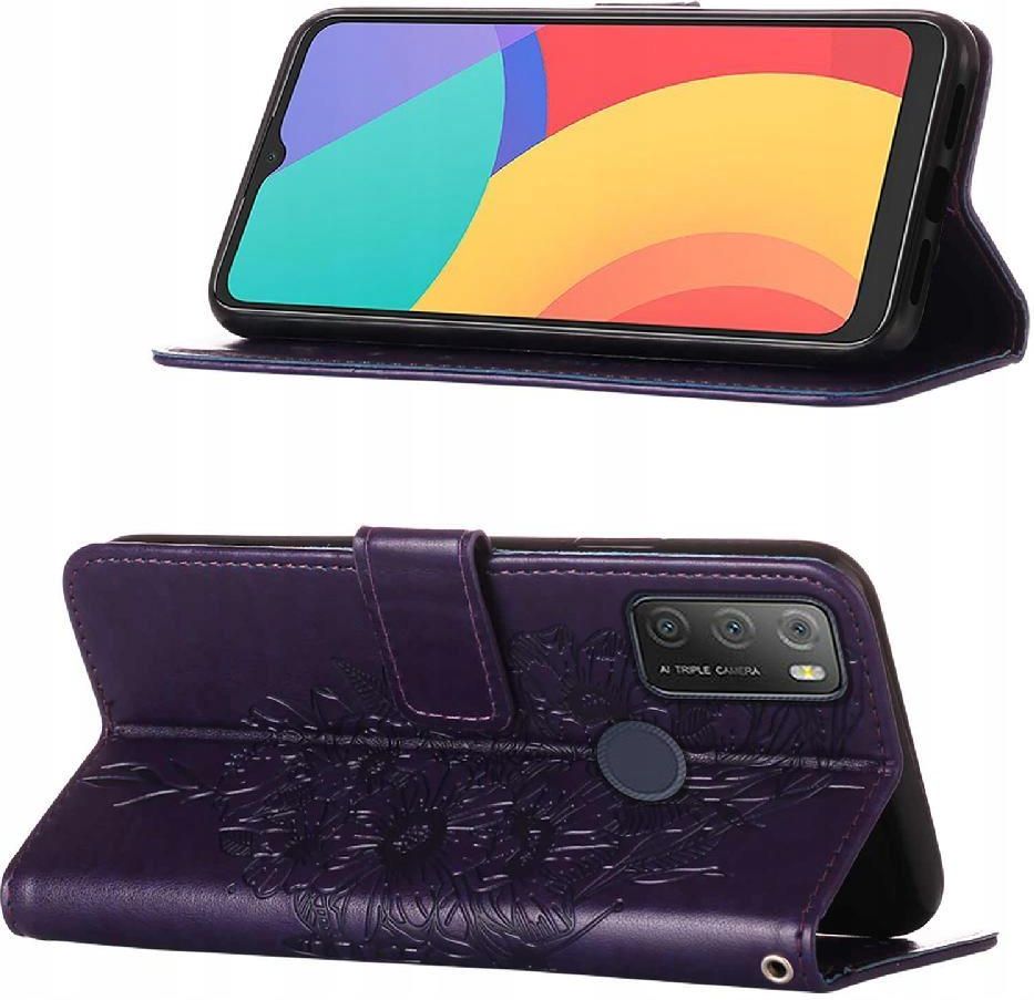 RonRun Cover Per Alcatel 1S 2021/3L 2021 Con Portafoglio E Supporto - Custodia A Libretto Con Farfalla 3D Viola - 3