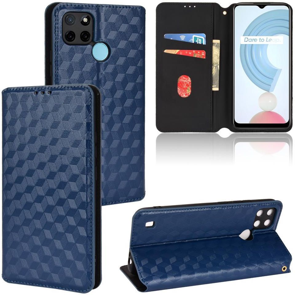 Custodia Libro In Pelle PU Per Realme C21Y / C25Y - Cover Flip Portafoglio Con Stand, Slot Carte, Chiusura Magnetica - 3
