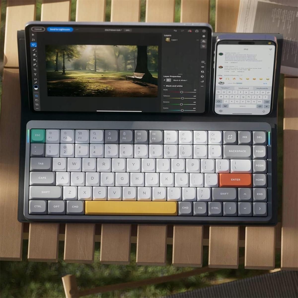 NuPhy Air75 v2 Cowberry軸 Lunar Gray Nuphy - Air75 V2 Wireless Mechanical Keyboard - Klawiatura